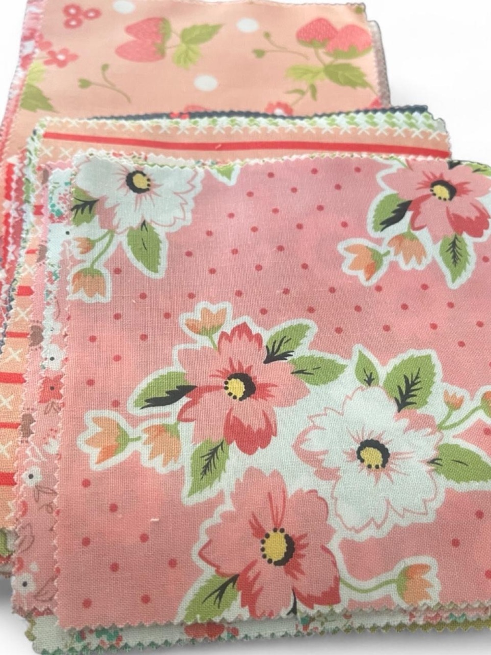 Spring Floral Fabric Charm Pack - Coral, Blue & Green - Picture 3 of 7